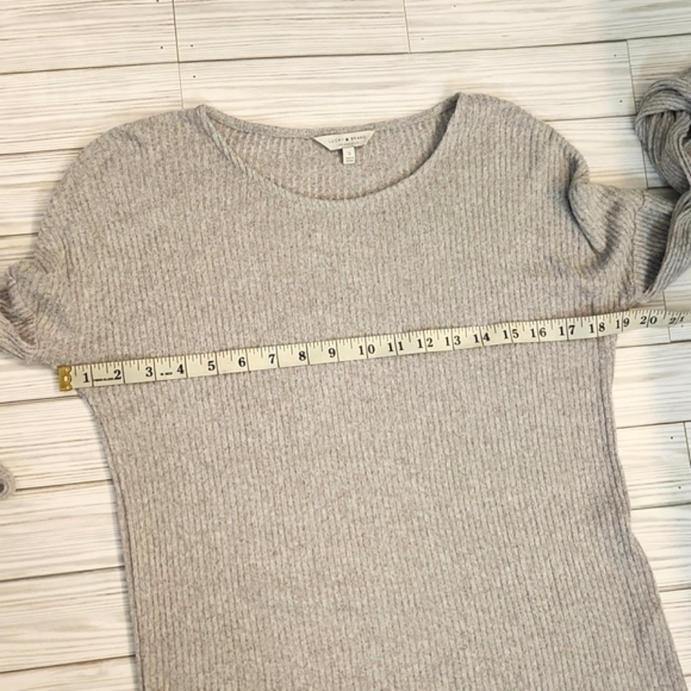 Womens Lucky Brand gray long bell sleeve top with bows size S. - Picture 12 of 13